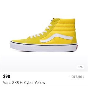 VANS Sk8-HI Cyber Yellow High Top Suede Women 7.5/38 OR Men SZ. 6 Retro & Fun!
